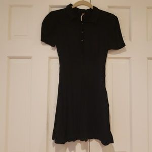 Free People Short Sleeved Black Mini Dress